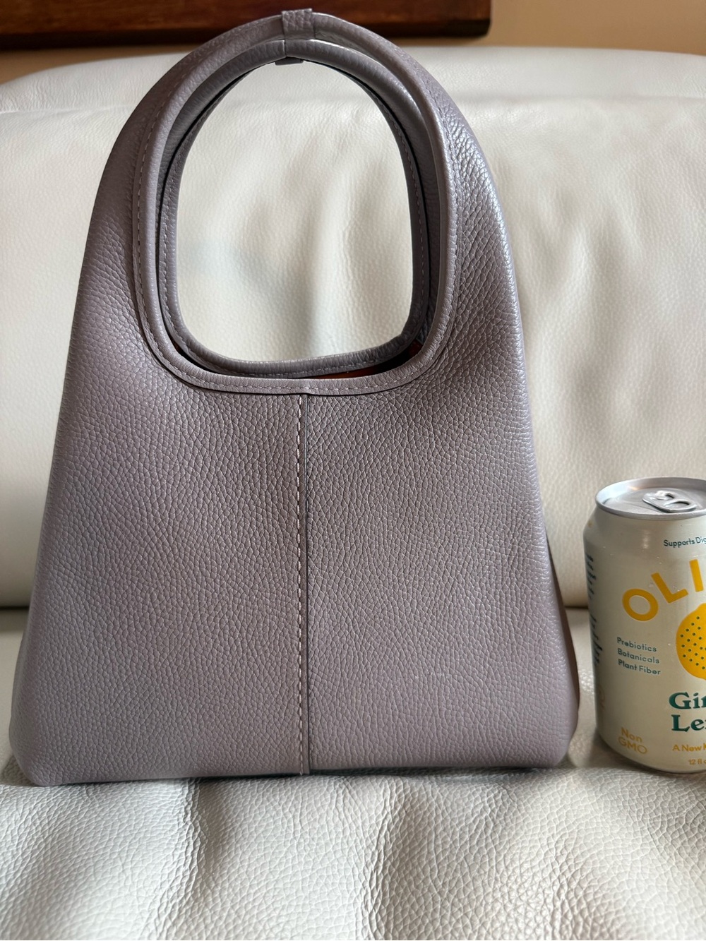 Coach Pebbled Leather Handbag in purplish Gray with Gold Accent - Picture 2 of 9